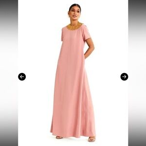 Mestiza Beaded Collar Pink Maxi Dress